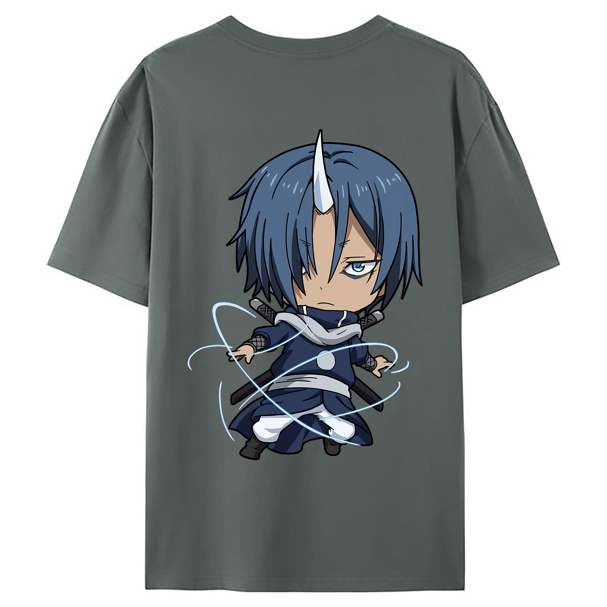 （画像用） 転スラ Regarding Reincarnated to Slime 綿100％ メンズ半袖Tシャツ（バックプリント） 通気性
